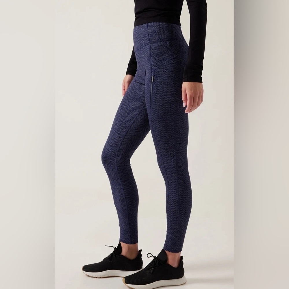 Athleta Navy Textured High-Rise Leggings
